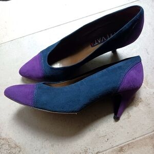 Prevata Navy and Purple Pumps